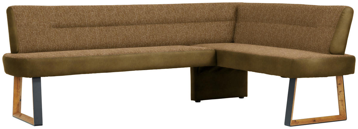 ECKBANK 215/173 cm  in Grün, Eichefarben, Khaki  - Khaki/Eichefarben, KONVENTIONELL, Holz/Textil (215/173cm) - Voleo