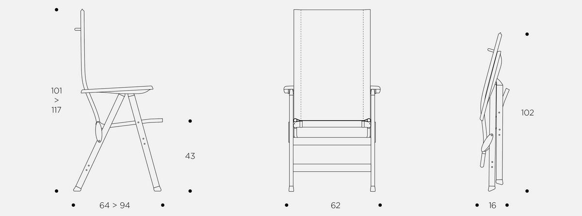 KLAPPSESSEL Batyline® Hellgrau  - Anthrazit/Hellgrau, Basics, Kunststoff/Textil (62/117/64cm) - Lafuma Mobilier