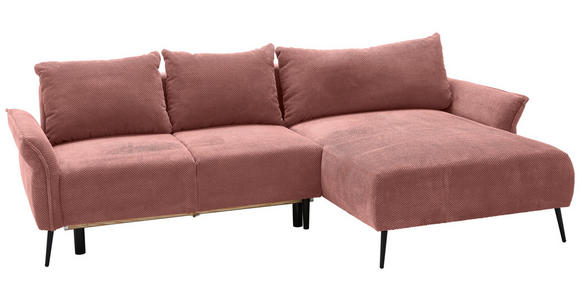ECKSOFA Altrosa Chenille - Schwarz/Altrosa, KONVENTIONELL, Textil/Metall (255/164cm) - Carryhome