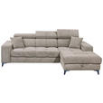 ECKSOFA Graubraun Chenille  inkl. Zierkissen, Bettkasten, Rücken echt, Kopfteilverstellung, Sitztiefenverstellung  - Graubraun/Schwarz, KONVENTIONELL, Kunststoff/Textil (268/172cm) - Carryhome