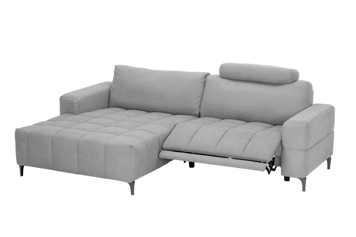 ECKSOFA in Mikrofaser Hellgrau  - Silberfarben/Hellgrau, Design, Textil/Metall (161/242cm) - Livetastic