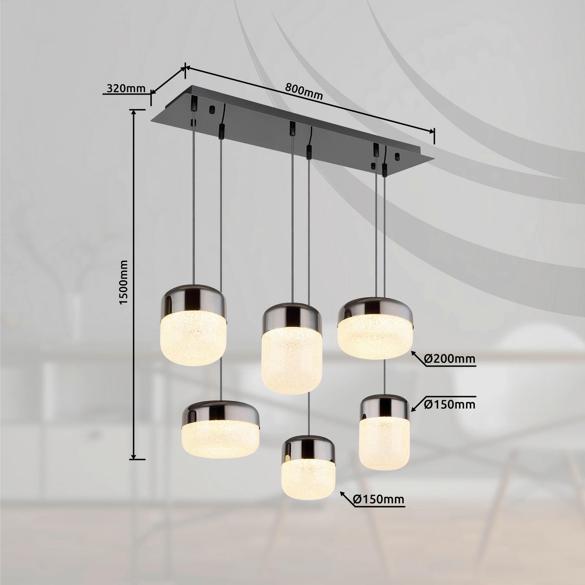ZÁVĚSNÉ LED SVÍTIDLO,   - Design (80/32/150cm) - Globo