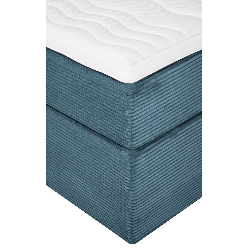 Thumbnail - Boxxx Boxspringbett, Blau, Textil, Birke, massiv, H5, 7-Zonen, Höhe ca. 19 cm, 140x200 cm, Topper durchgehend, in versch...