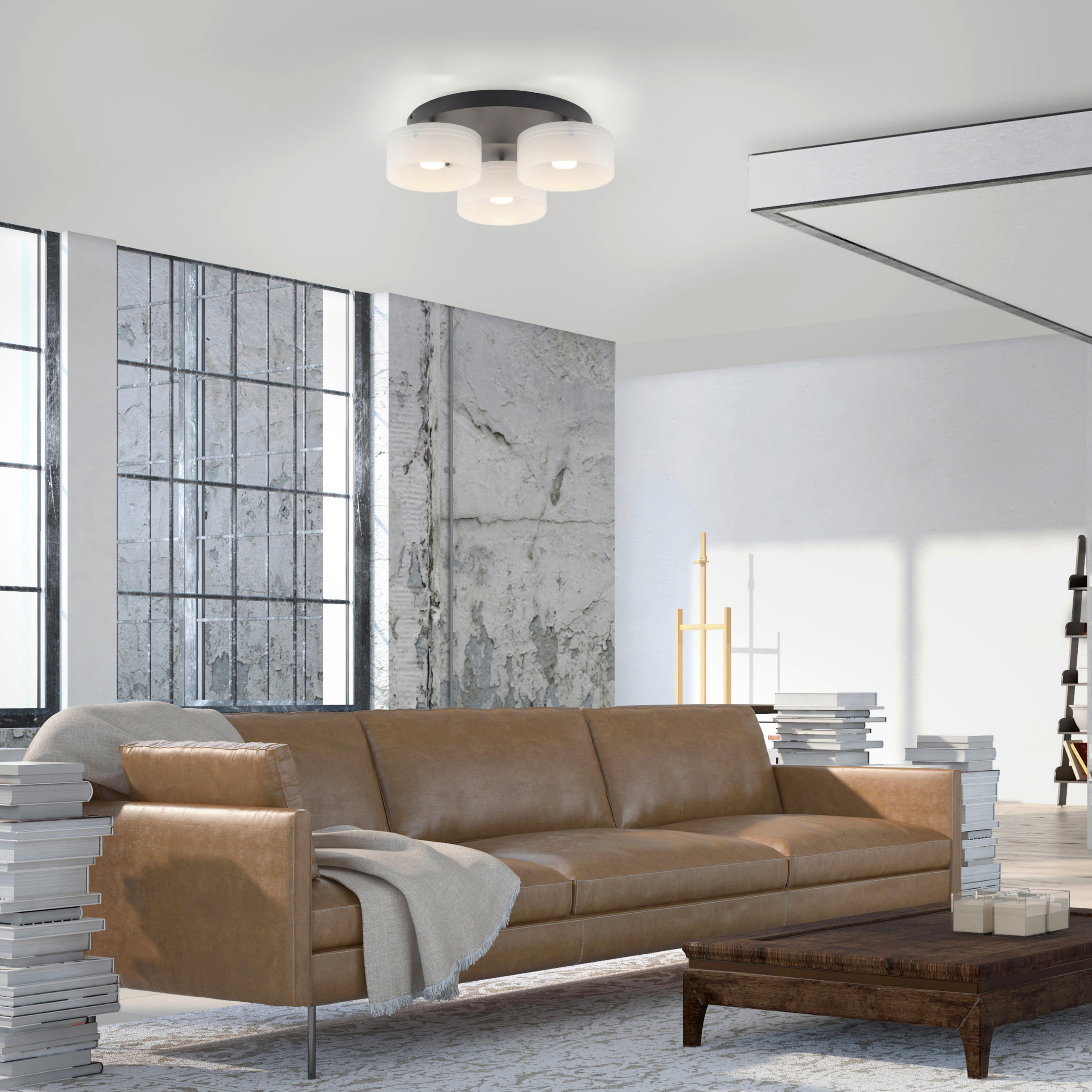 LED-DECKENLEUCHTE 57/57/20 cm   - Schwarz, Design, Glas/Kunststoff (57/57/20cm)