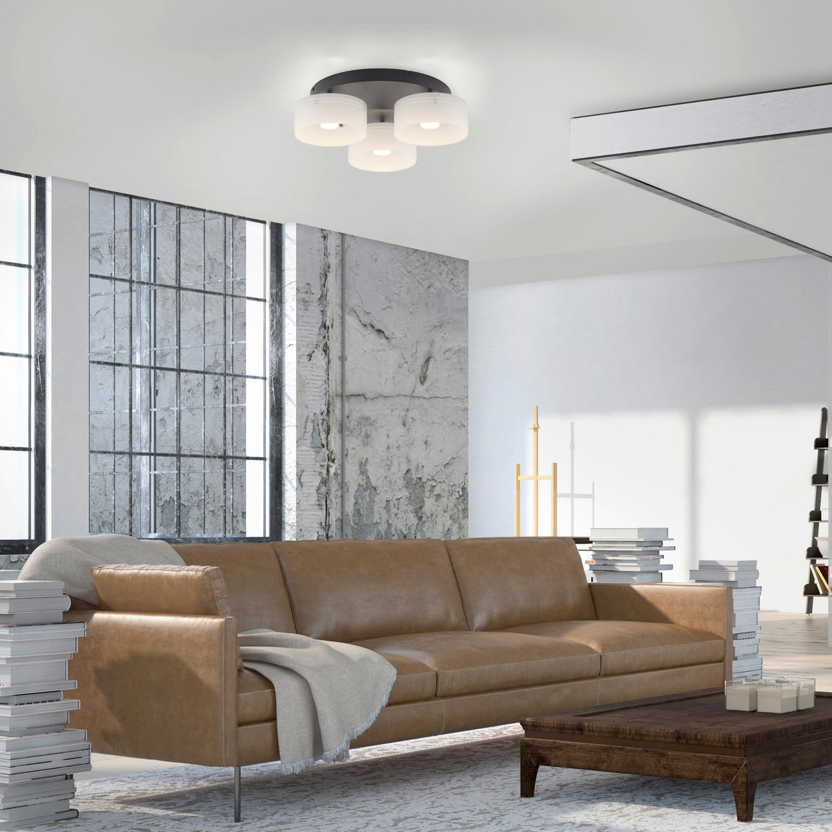 LED-DECKENLEUCHTE Marika 57/57/20 cm   - Schwarz, Design, Glas/Kunststoff (57/57/20cm) - Paul Neuhaus