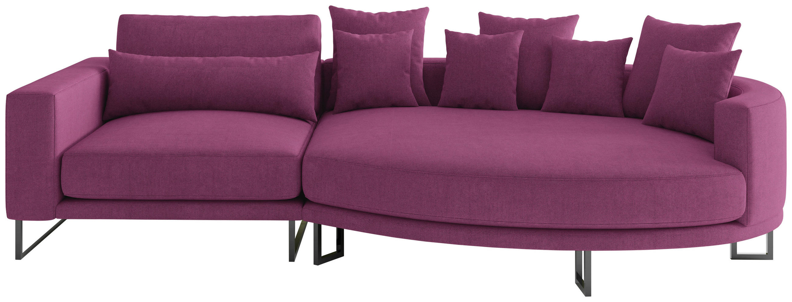 BIGSOFA Natalia Webstoff Magenta  - Magenta/Schwarz, Design, Textil/Metall (283/150cm) - Livetastic