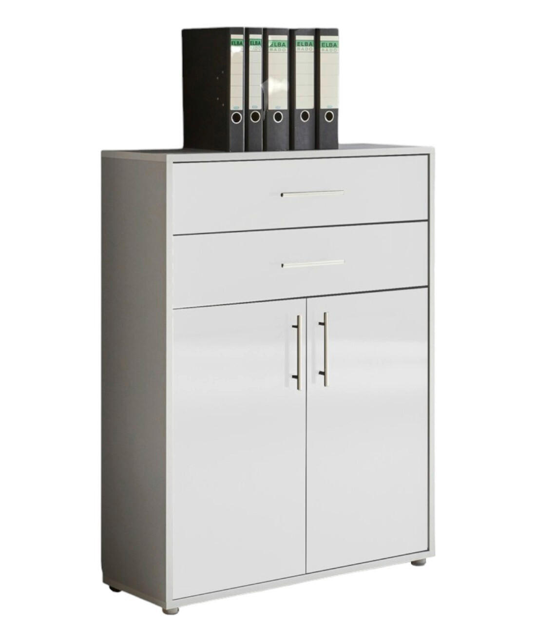 Mid.you Aktenschrank Office Edition Grau, Weiß Hochglanz 84.5x114x33 cm