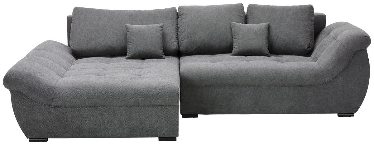 ECKSOFA Grau Flachgewebe  - Schwarz/Grau, Design, Kunststoff/Textil (175/278cm) - Xora