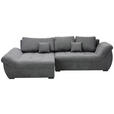 ECKSOFA Grau Flachgewebe  - Schwarz/Grau, Design, Kunststoff/Textil (175/278cm) - Xora