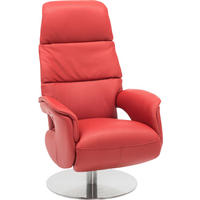 RELAXSESSEL Metall, Leder Rot  - Rot/Alufarben, Design, Leder/Metall (75/114/83cm) - Welnova
