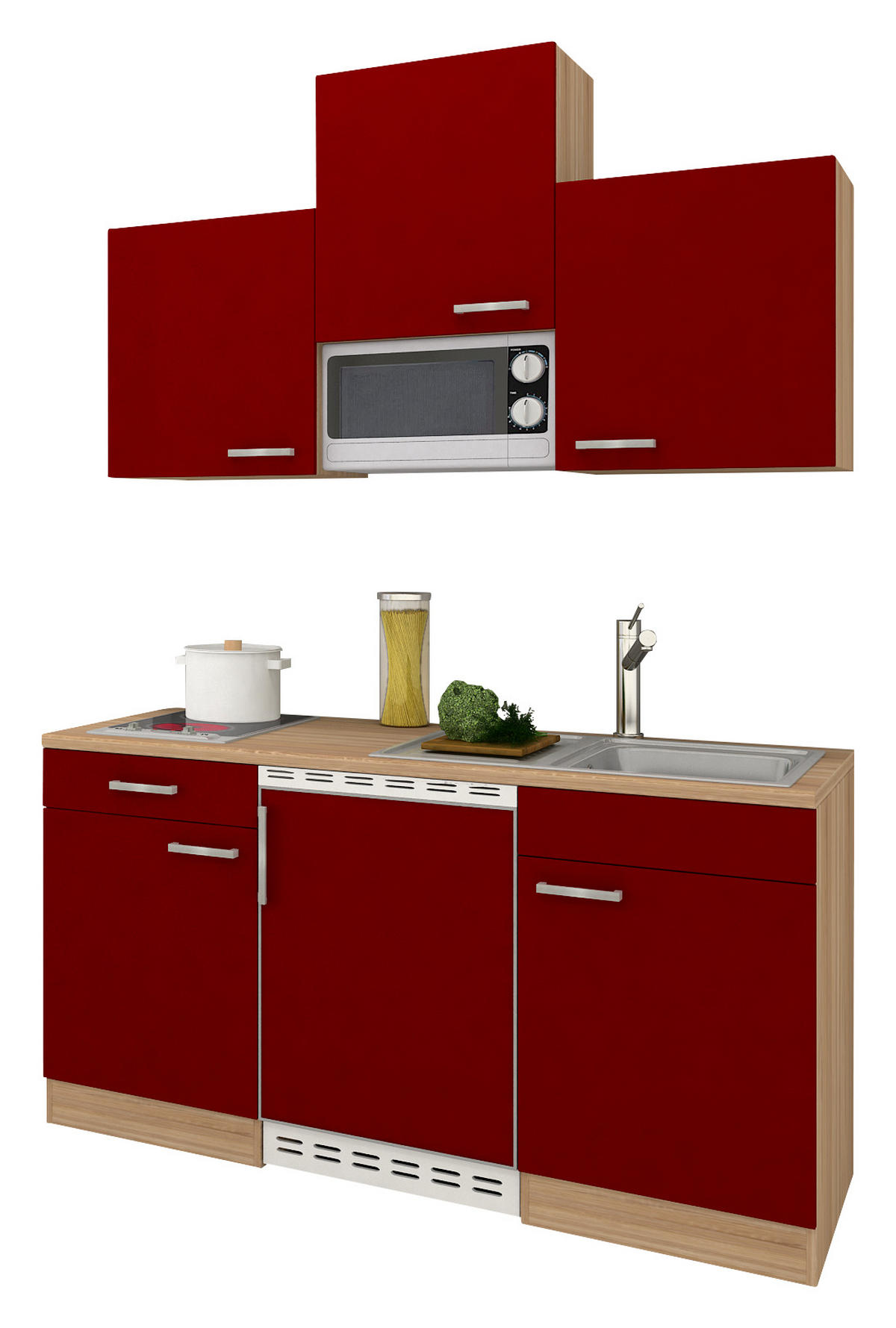 MINIKÜCHE 150 cm   in Rot  - Rot, Basics, Holzwerkstoff (150cm) - Respekta