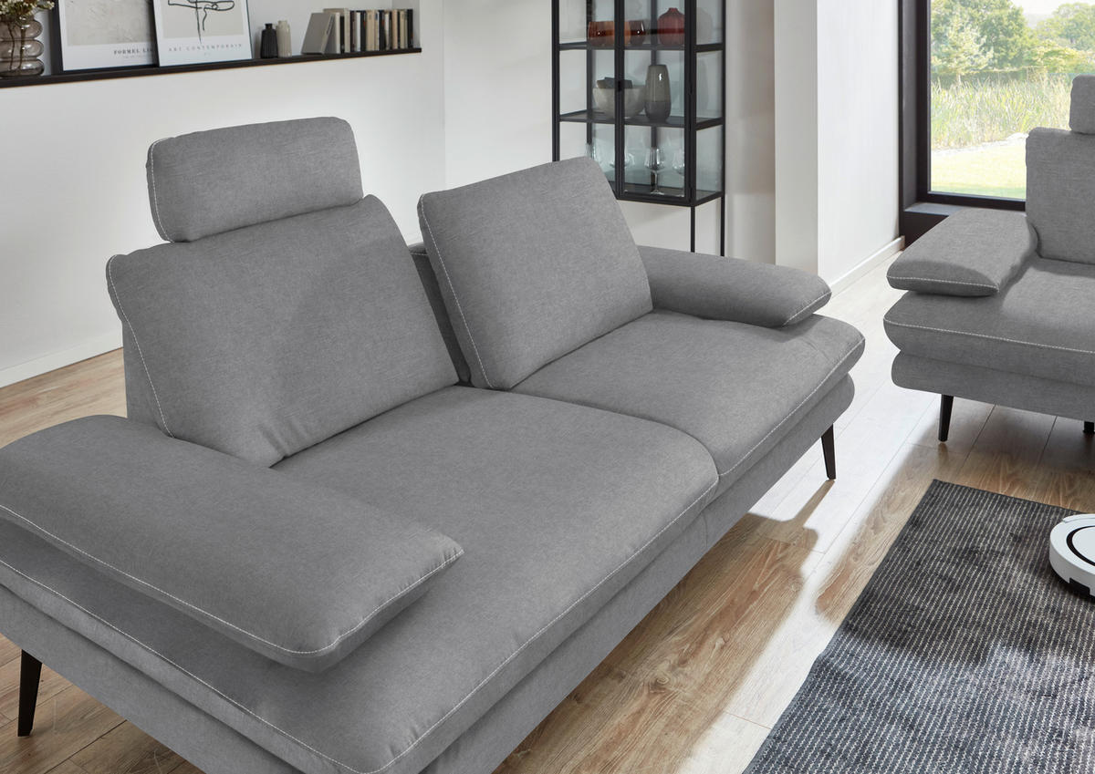3-SITZER-SOFA in Velours Salbeigrün  - Salbeigrün/Beige, Design, Textil/Metall (222/89/104cm) - Dieter Knoll