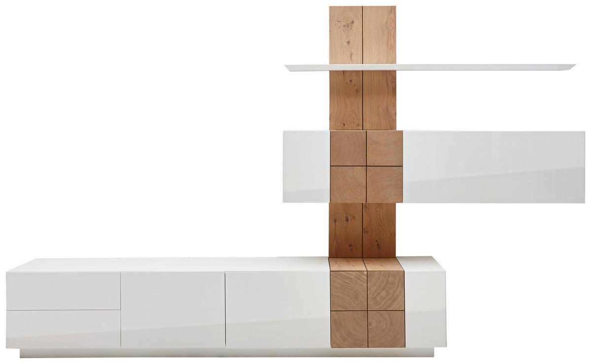 REGAL ZA DNEVNI BORAVAK bela, boja hrasta   - boja hrasta/bela, Dizajnerski, drvo/pločasti materijal (305/190/52cm) - Ambiente