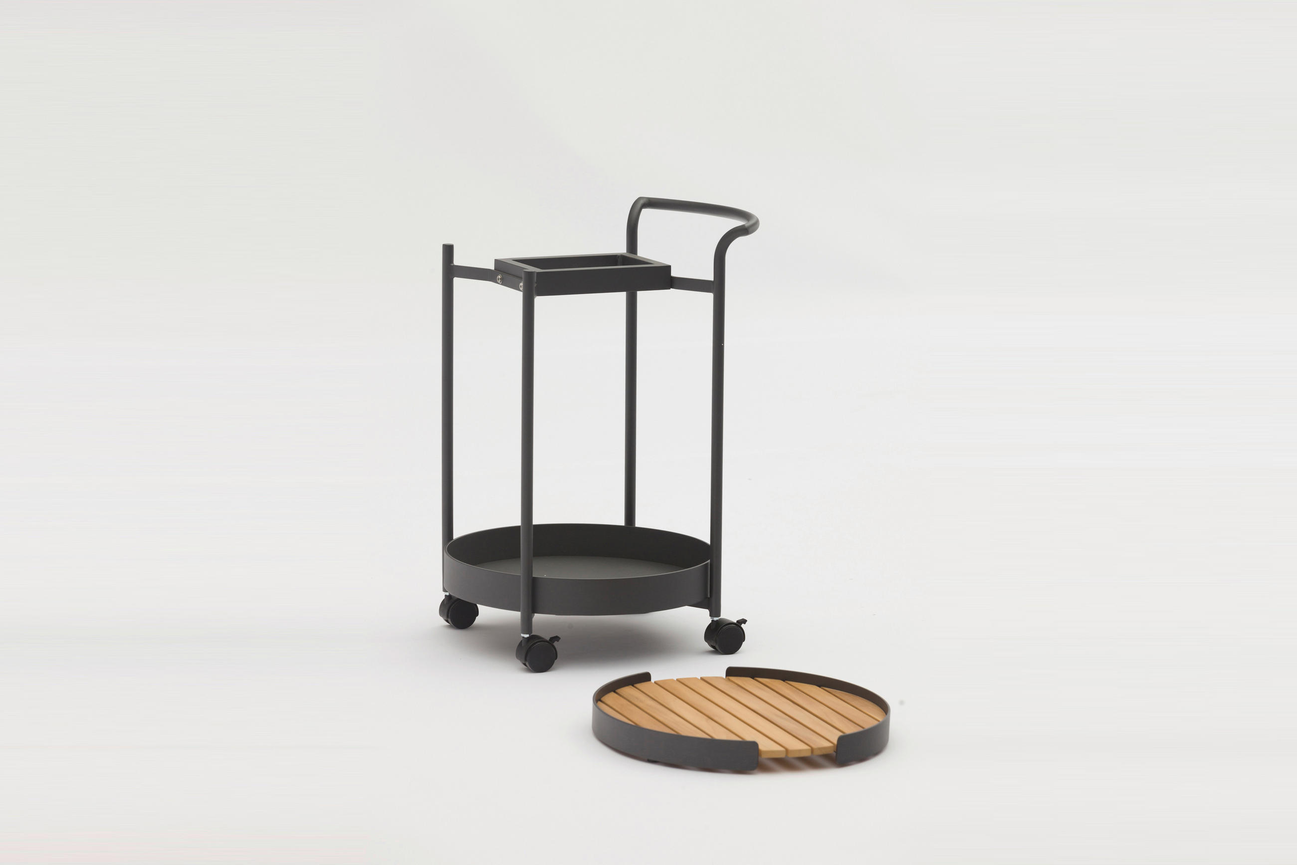 SERVIERWAGEN Teakholz Graphitfarben, Teakfarben  - Graphitfarben/Teakfarben, Design, Holz/Metall (51,3/45/70,6cm) - Zebra Süd