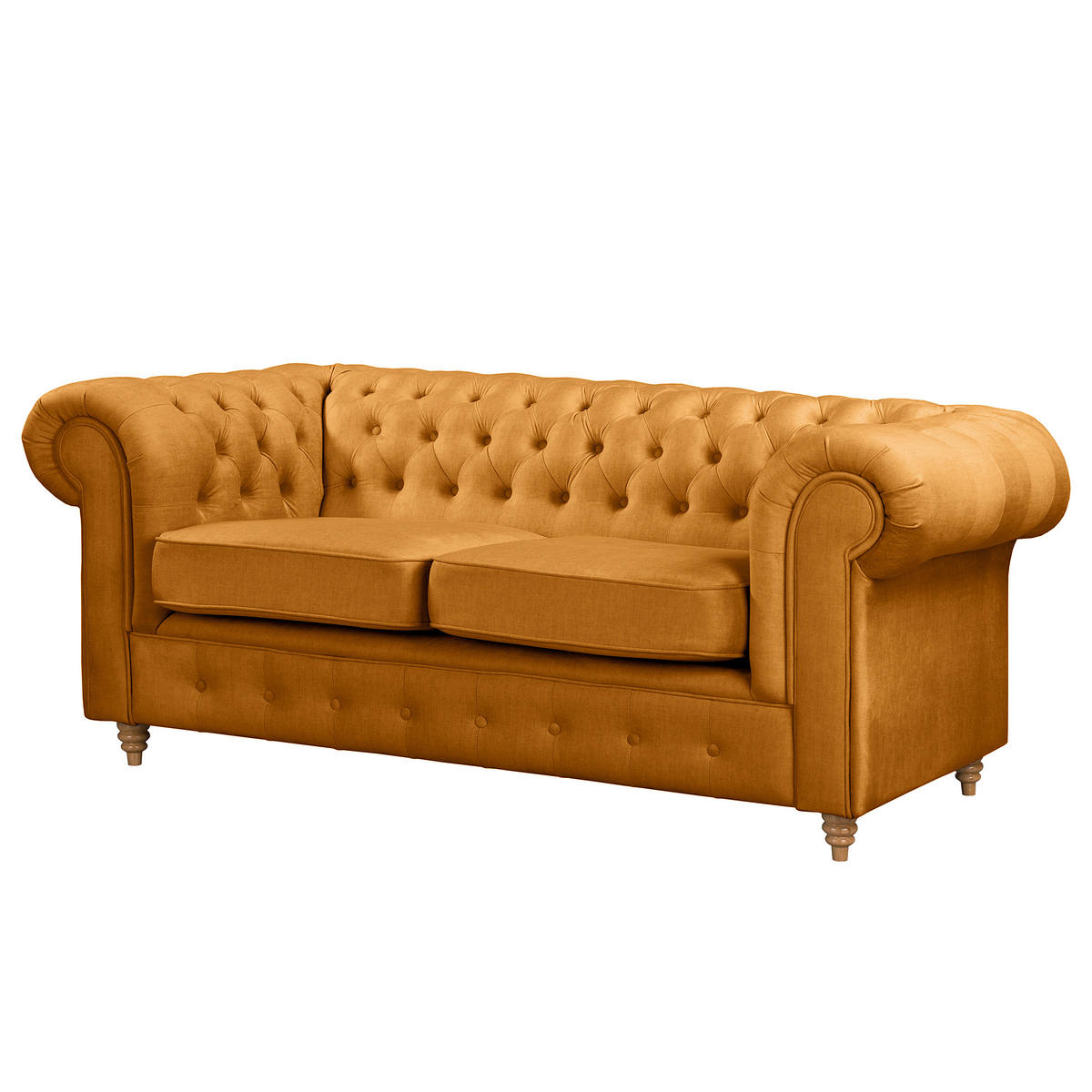2-SITZER-SOFA Mikrofaser Bernsteinfarben  - Bernsteinfarben/Braun, Design, Holz/Textil (190/75/91cm) - P & B