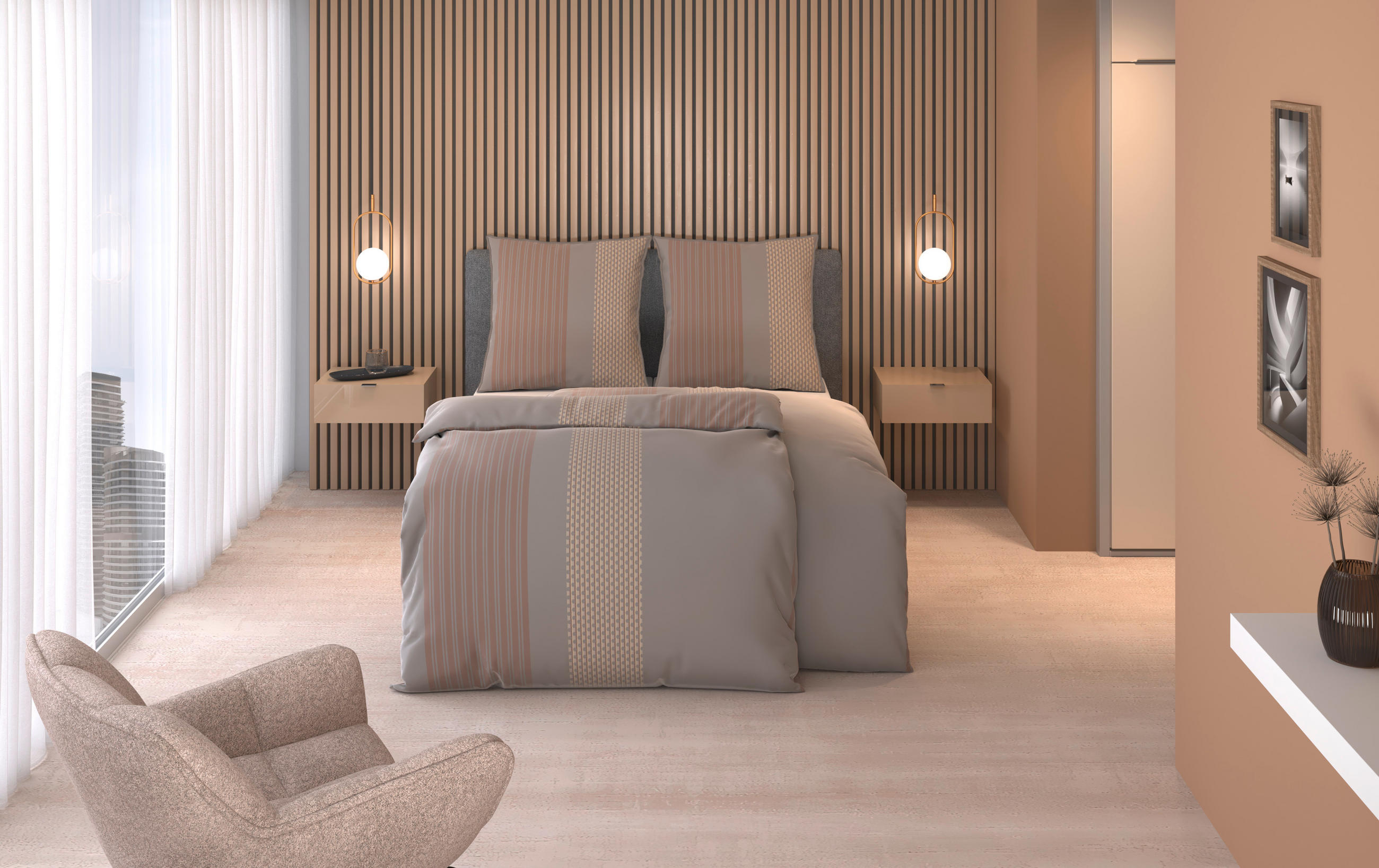 WENDEBETTWÄSCHE Satin 155/220 cm  - Grau, Textil (155/220cm) - Dieter Knoll