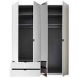 DREHTÜRENSCHRANK 180/225,5/57 cm,  in Weiß, 4-türig  - Schwarz/Weiß, KONVENTIONELL, Glas/Holzwerkstoff (180/225,5/57cm) - Xora