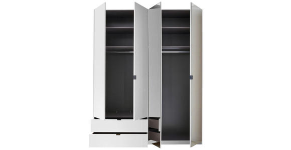DREHTÜRENSCHRANK 180/225,5/57 cm,  in Weiß, 4-türig  - Schwarz/Weiß, KONVENTIONELL, Glas/Holzwerkstoff (180/225,5/57cm) - Xora