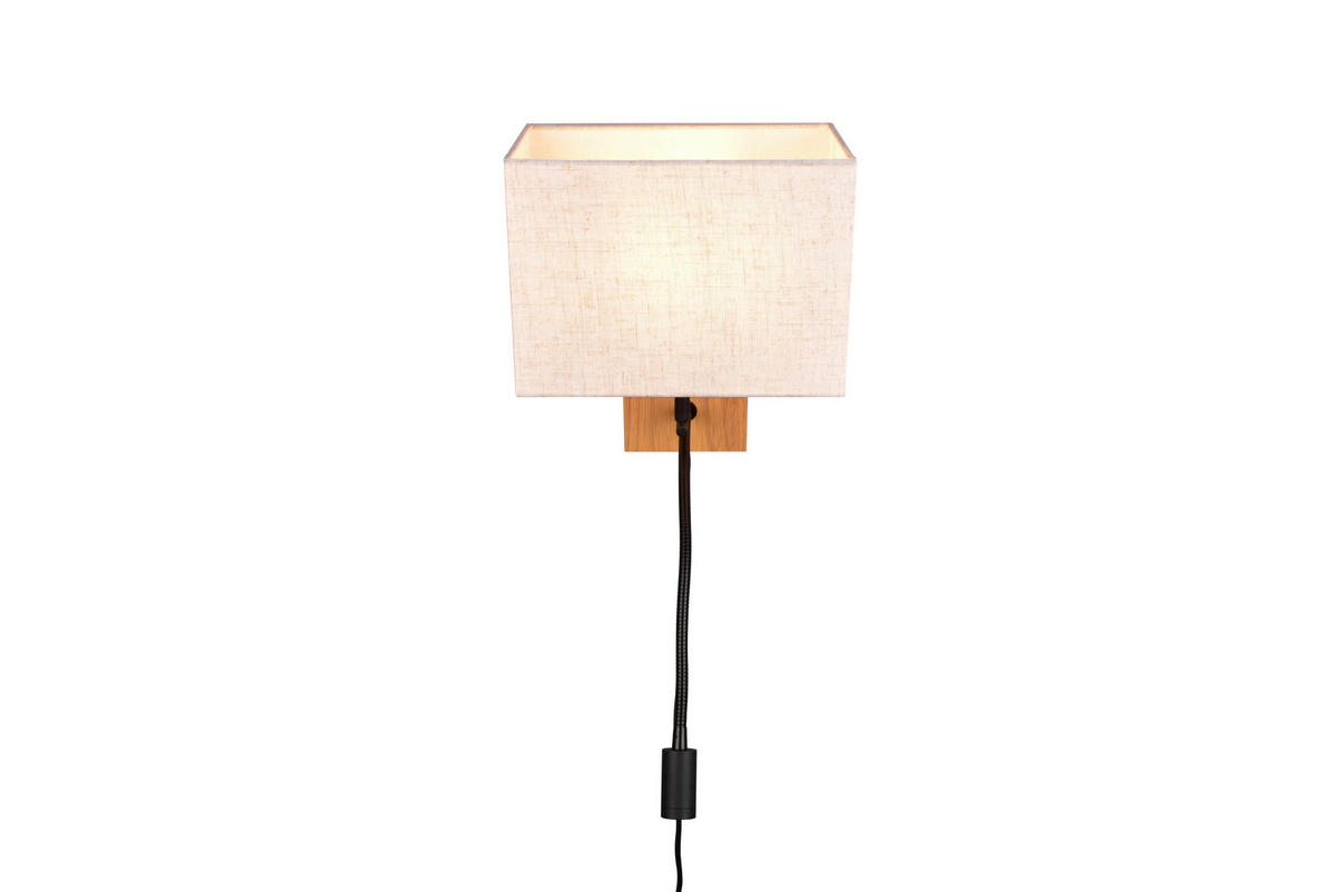 WANDLEUCHTE   - Braun/Weiß, Natur, Holz/Textil (30/25/38cm)