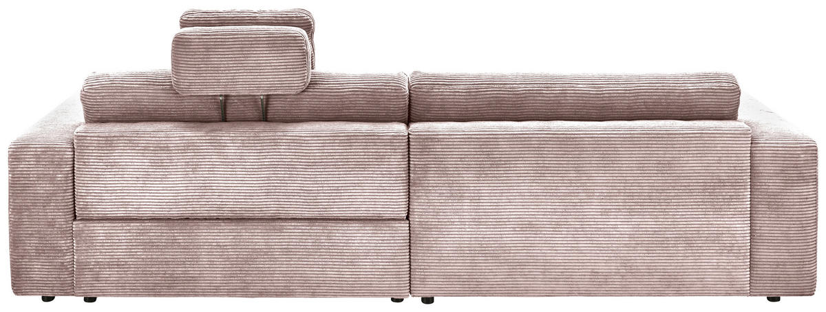 ECKSOFA in Cord Rosa  - Schwarz/Rosa, Design, Kunststoff/Textil (168/296cm) - Pure Home Lifestyle