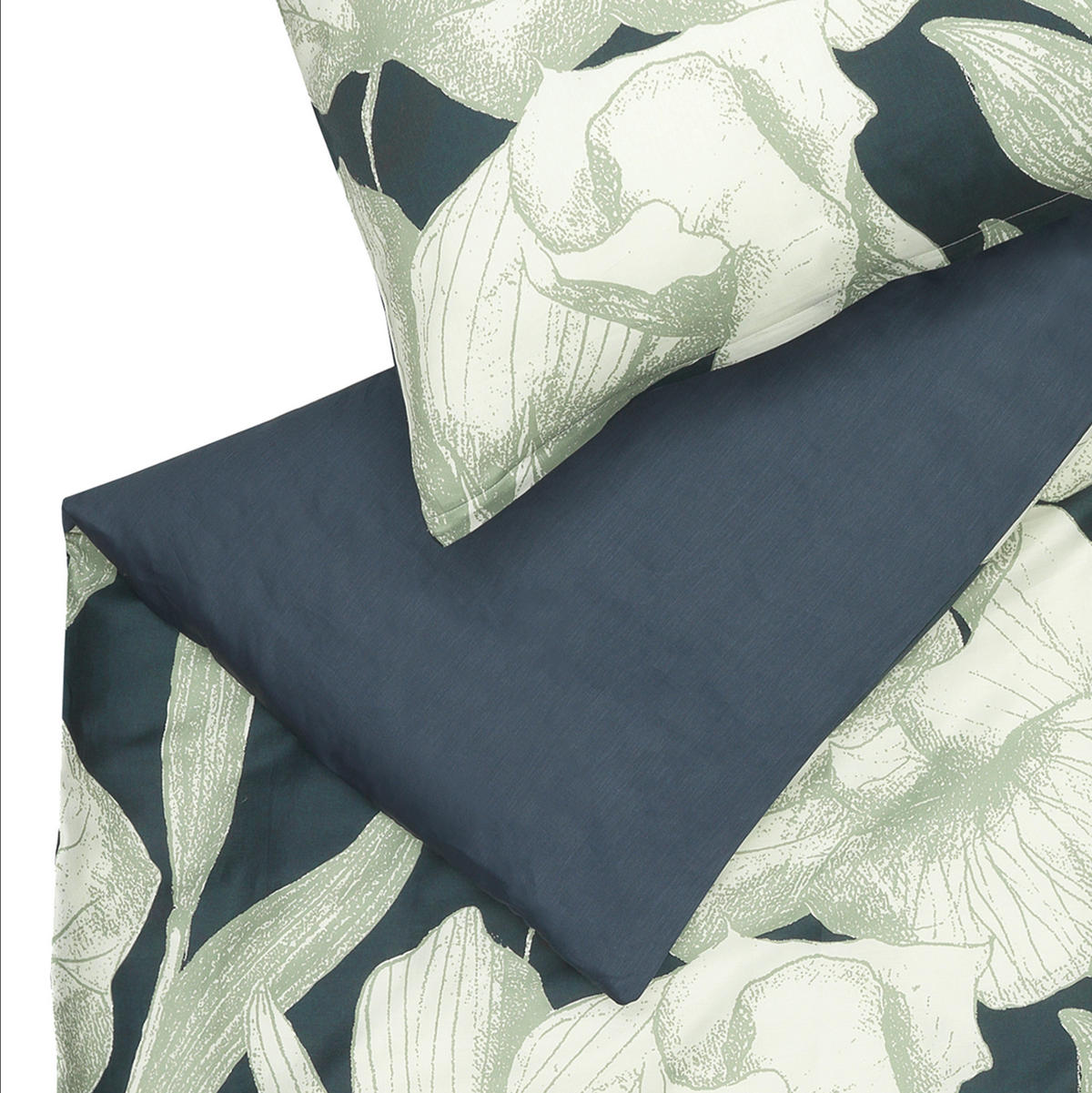 WENDEBETTWÄSCHE Camille Satin 135/200 cm  - Beige/Dunkelblau, Design, Textil (135/200cm) - Schöner Wohnen