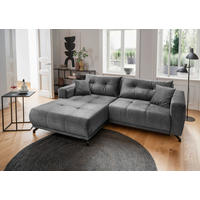 ECKSOFA RESTATO Dunkelgrau Velours  - Dunkelgrau/Schwarz, MODERN, Textil/Metall (177/246cm) - MID.YOU