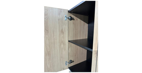 HIGHBOARD LINO in 80/95/40 cm - Eichefarben/Schwarz, Design, Holzwerkstoff/Metall (80/95/40cm) - Xora