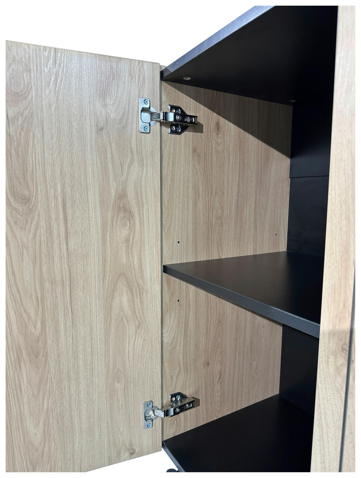 HIGHBOARD LINO  in 80/95/40 cm  - Eichefarben/Schwarz, Design, Holzwerkstoff/Metall (80/95/40cm) - Xora