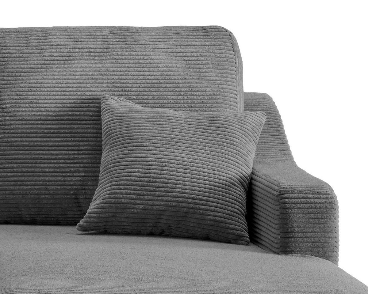 ECKSOFA Grau Cord  - Schwarz/Grau, Design, Holz/Textil (228/150cm) - P & B