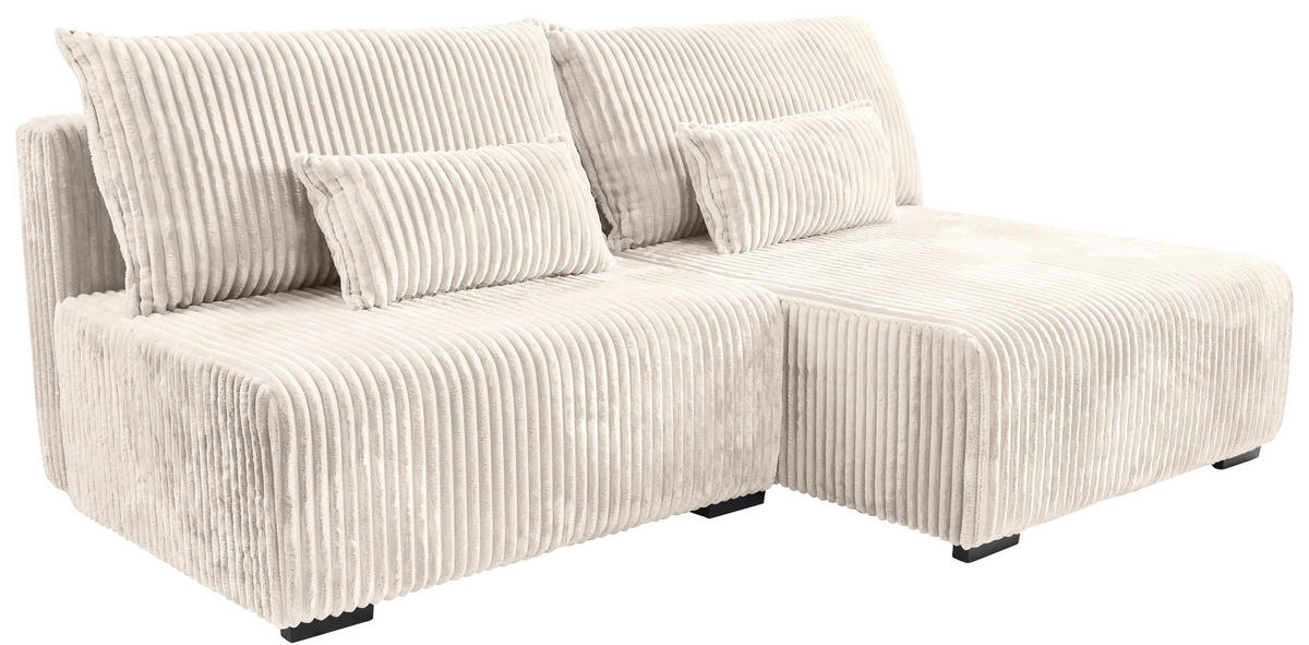 ECKSOFA Creme Cord  - Creme/Schwarz, MODERN, Holz/Textil (210/145cm) - Carryhome