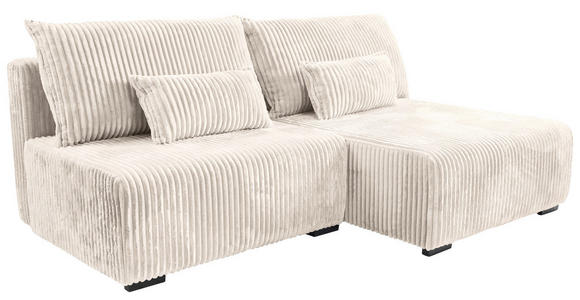 ECKSOFA Creme Cord  - Creme/Schwarz, MODERN, Holz/Textil (210/145cm) - Carryhome