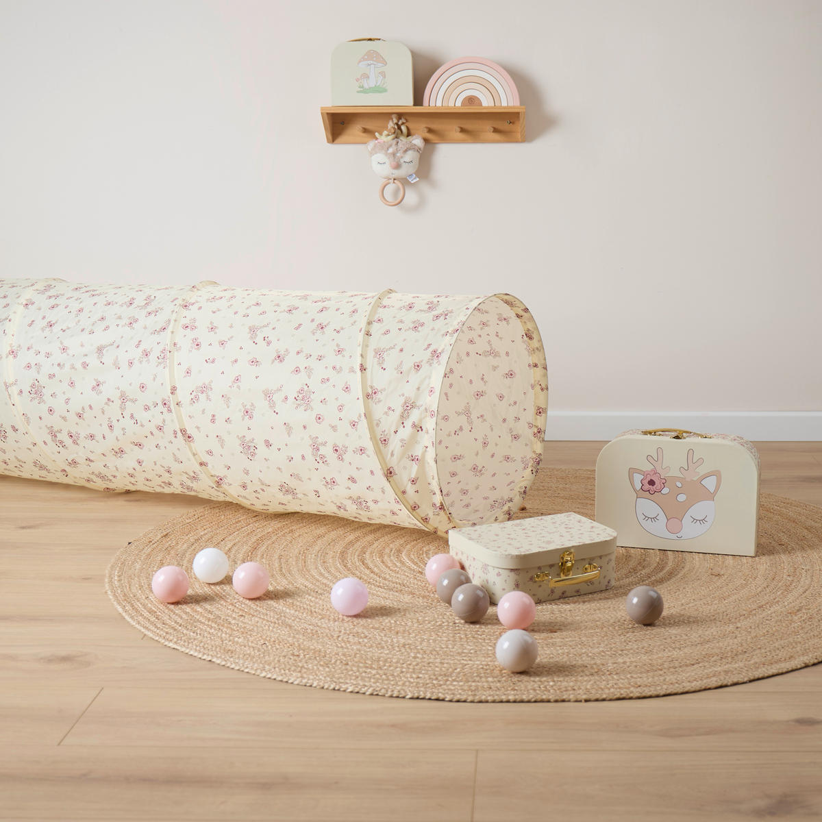 SPIELTUNNEL Ella Pop Up Tunnel Vintage Flowers  - Beige, Basics, Textil (44/175cm)