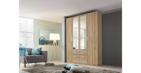 DREHTÜRENSCHRANK 4-türig Sonoma Eiche  - Alufarben/Sonoma Eiche, Basics, Holzwerkstoff/Kunststoff (181/229/54cm) - Xora