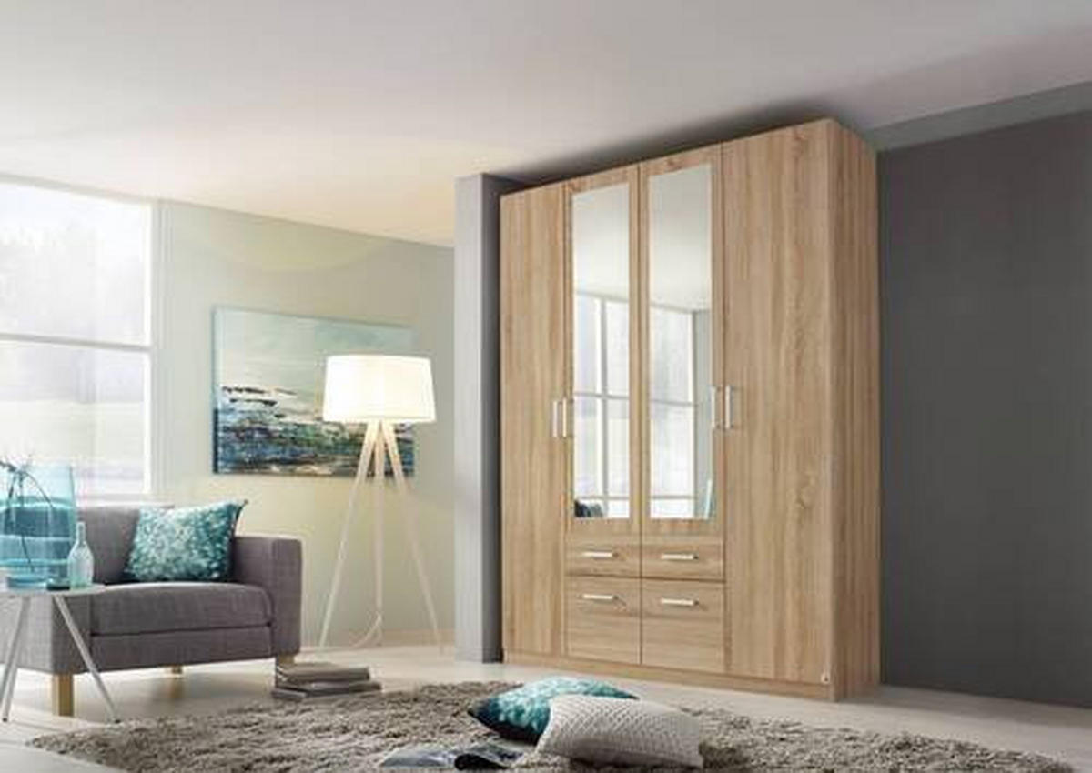 DREHTÜRENSCHRANK 4-türig Sonoma Eiche  - Alufarben/Sonoma Eiche, Basics, Holzwerkstoff/Kunststoff (181/229/54cm) - Xora