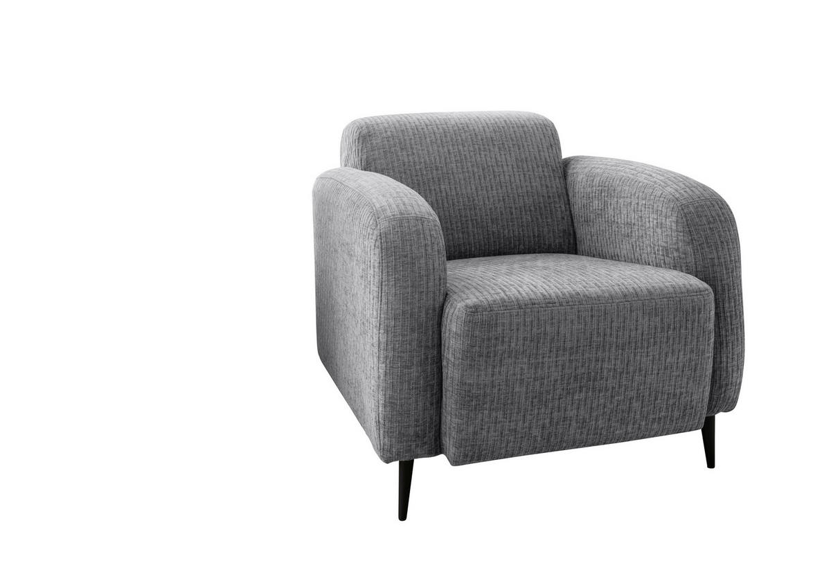 SESSEL in Velours Grau  - Schwarz/Grau, Modern, Textil/Metall (85/76/90cm) - Livetastic