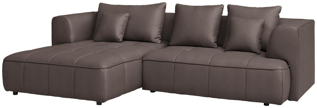 ECKSOFA  in Feincord Dunkelbraun  188/288 cm  - Dunkelbraun/Schwarz, Design, Kunststoff/Textil (188/288cm) - Welnova