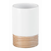 ZAHNPUTZBECHER Holz, Kunststoff  - Eichefarben/Weiß, Basics, Holz/Kunststoff (7/11cm) - Sadena