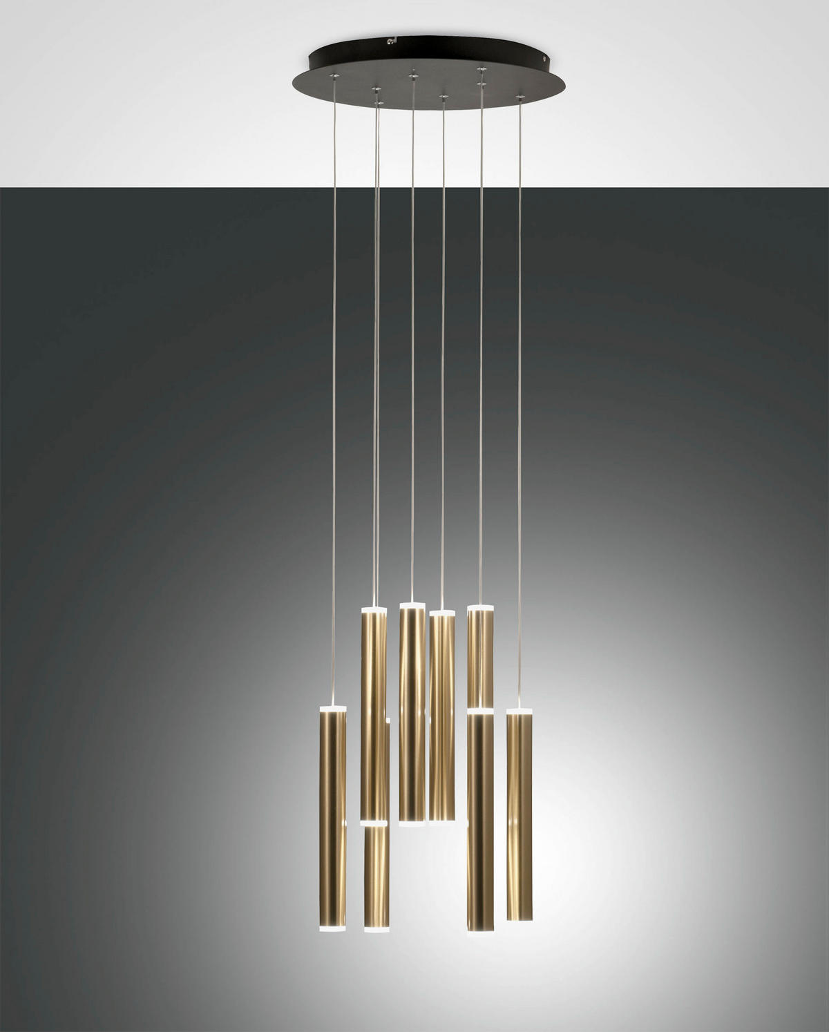 LED-PENDELLEUCHTE 40/200 cm  - Messingfarben/Schwarz, Design, Metall (40/200cm) - Fabas Luce