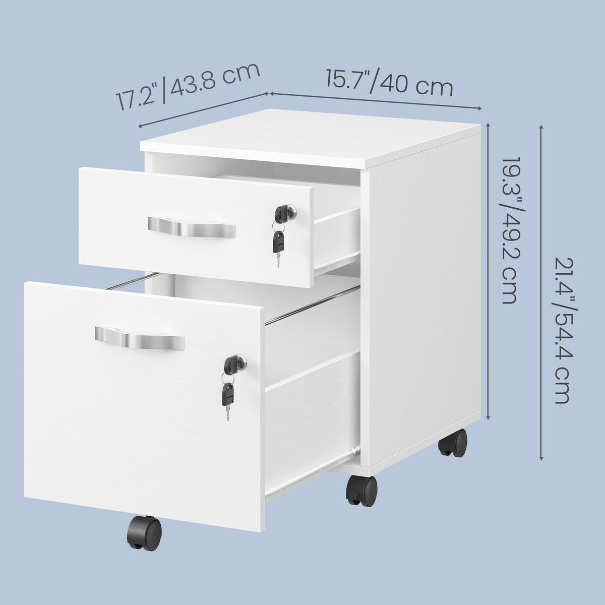 ROLLCONTAINER Weiß  - Silberfarben/Weiß, Basics, Holzwerkstoff/Kunststoff (40/54,4/43,8cm) - Boxxx