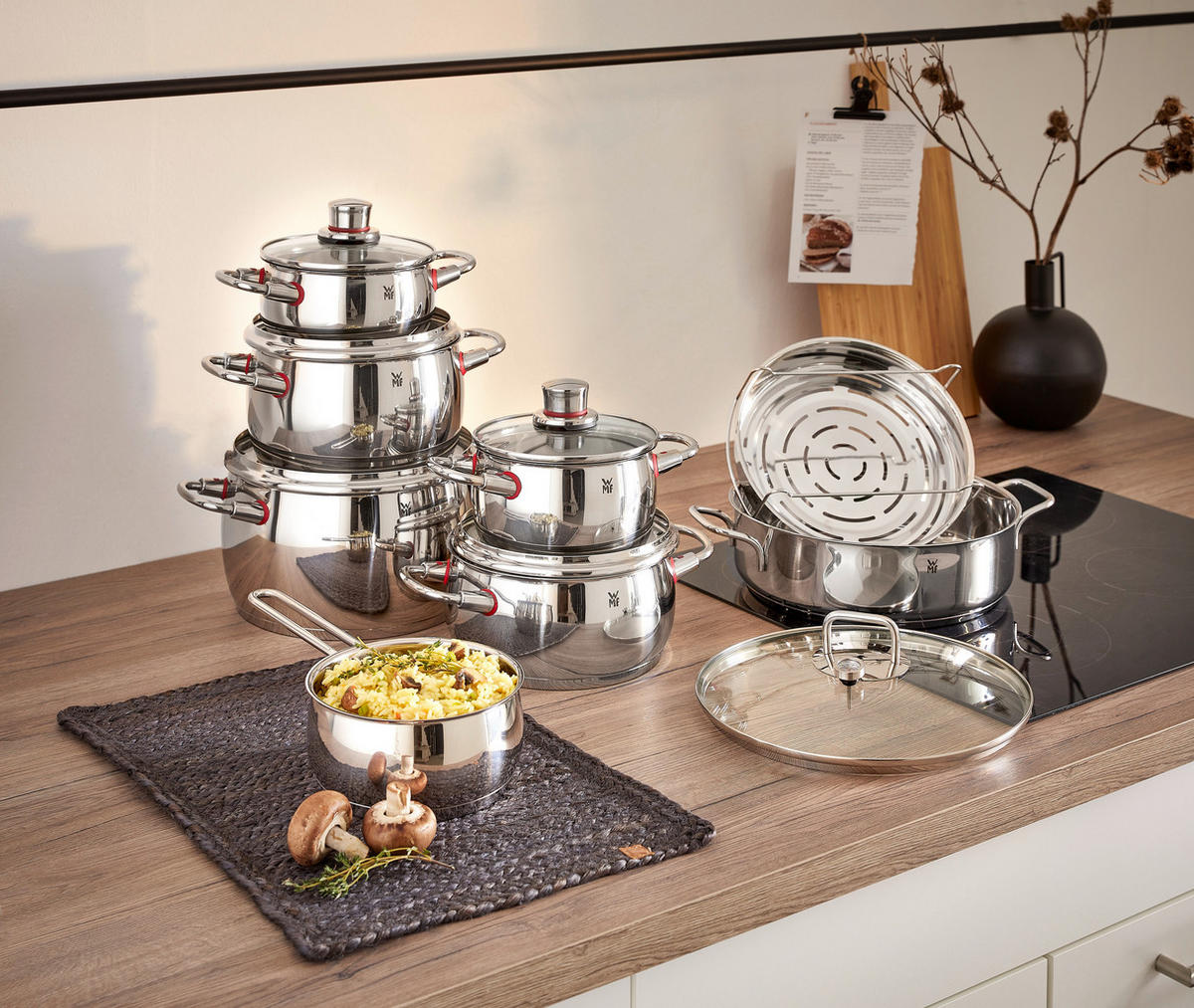 KOCHTOPFSET Quality One 6-teilig  - Silberfarben, Basics, Glas/Metall (53,2/31/28,5cm) - WMF