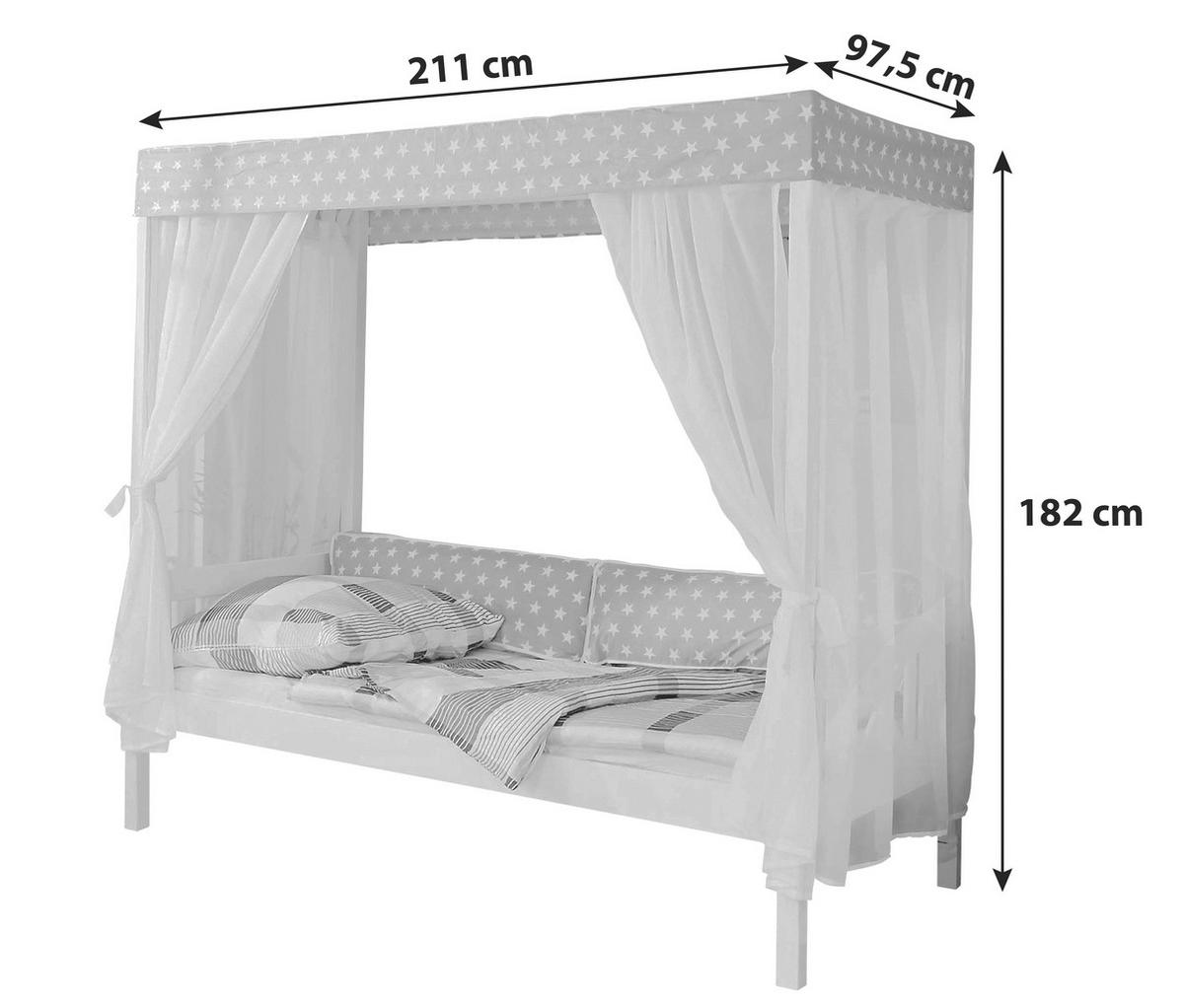 HIMMELBETT 90/200 cm  in Weiß, Beige  - Beige/Weiß, MODERN, Holz (90/200cm) - MID.YOU