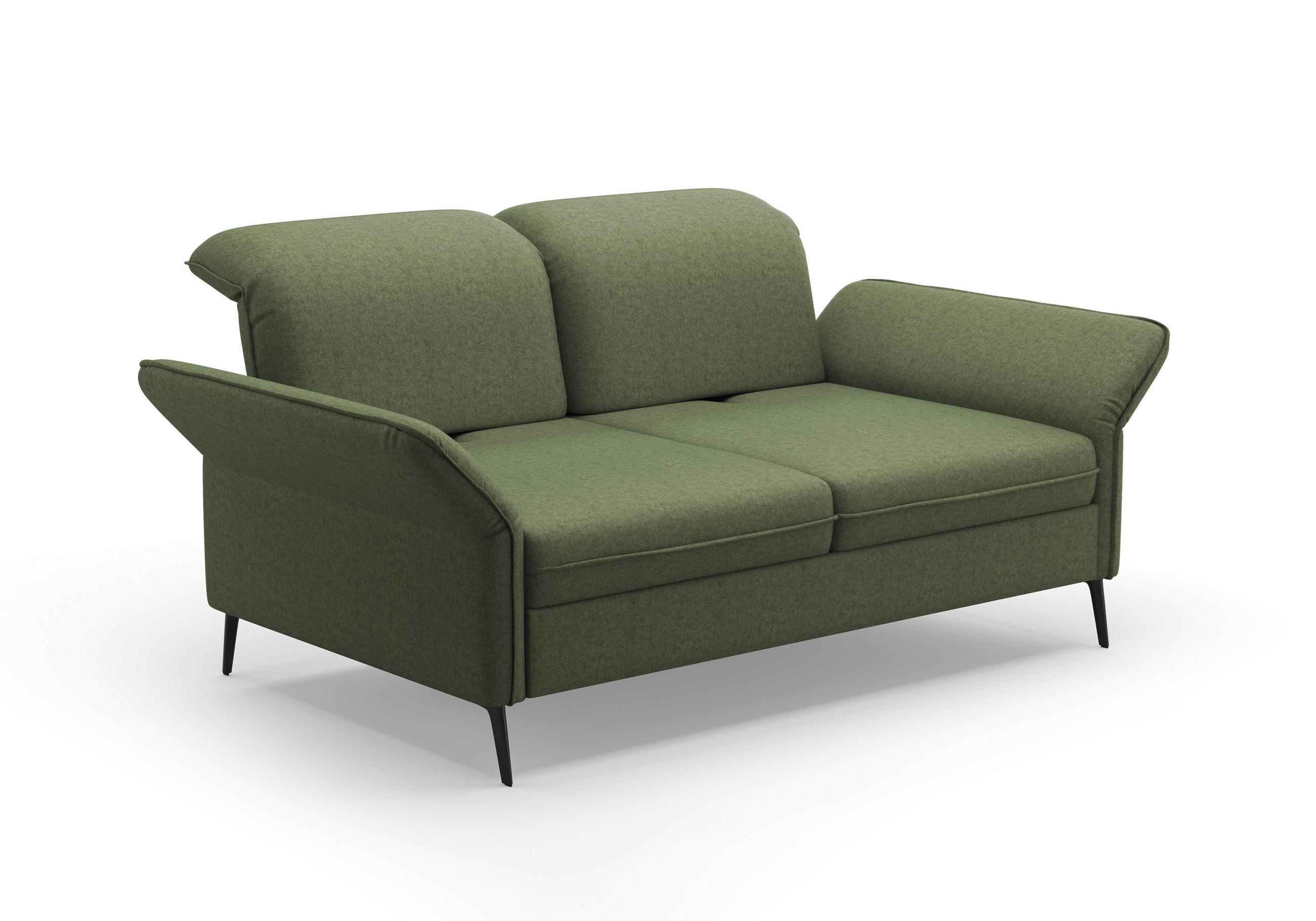 3-SITZER-SOFA in Flachgewebe Olivgrün  - Schwarz/Olivgrün, Konventionell, Textil/Metall (199/92/123cm) - Sit & More