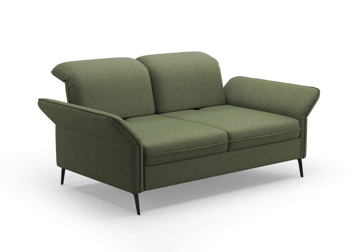 2,5-SITZER in Flachgewebe Olivgrün  - Schwarz/Olivgrün, KONVENTIONELL, Textil/Metall (189/92/123cm) - Sit & More