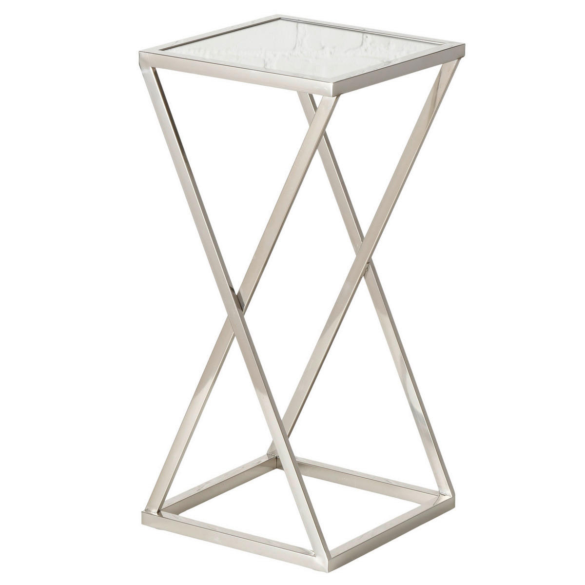 PRÍRUČNÝ STOLÍK, strieborná - strieborná, Basics, kov (27/27/63cm)