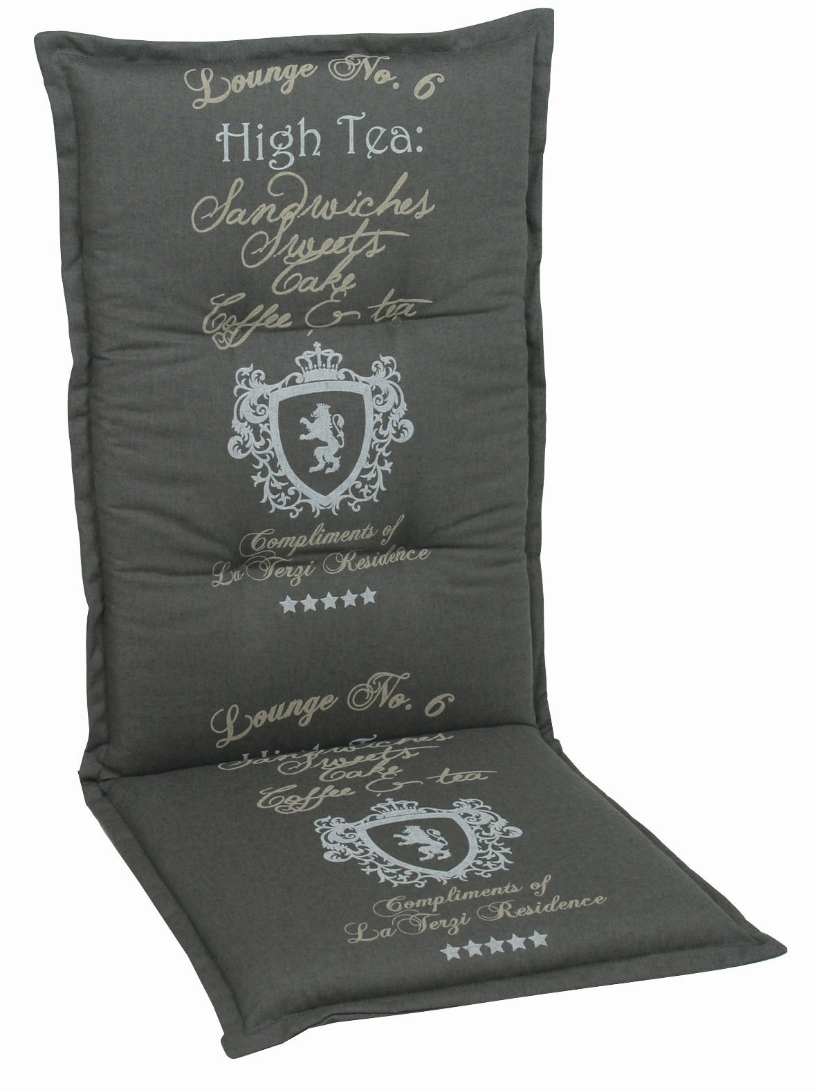 SESSELAUFLAGE Schriftzug  - Anthrazit, Design, Textil (50/7/120cm)