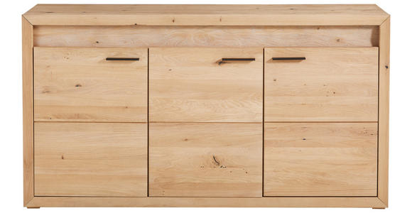 SIDEBOARD Asteiche furniert, massiv Beleuchtung, Einlegeböden  - Schwarz, KONVENTIONELL, Holz/Holzwerkstoff (170,6/92,2/41cm) - Cantus