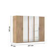 DREHTÜRENSCHRANK 251/197/60 cm 5-türig Sonoma Eiche  - Silberfarben/Sonoma Eiche, Design, Glas/Holzwerkstoff (251/197/60cm) - Novel