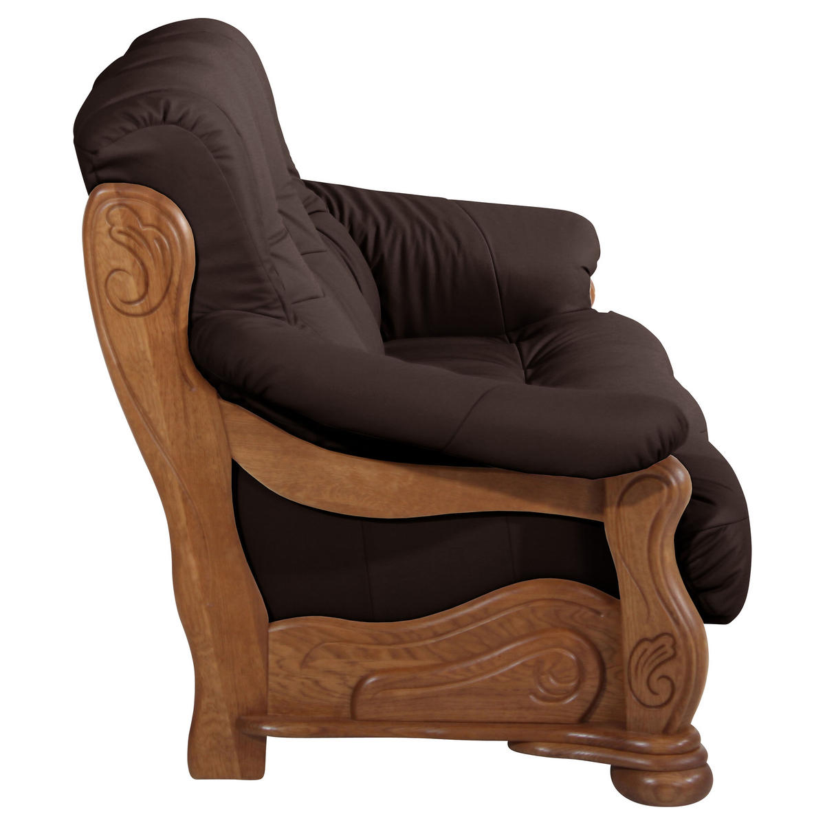 3-SITZER-SOFA in Echtleder Braun  - Eichefarben/Braun, LIFESTYLE, Leder/Holz (205/95/95cm) - Max Winzer