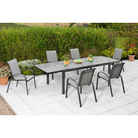 GARTENSET 7-teilig  - Graphitfarben/Grau, MODERN, Textil/Metall - Gardenson