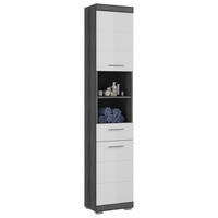 VYSOKÁ SKRINKA, biela s vysokým leskom, antracitová, sivá, 37/191/31 cm - sivá/biela s vysokým leskom, Modern, kompozitné drevo/plast (37/191/31cm) - MID.YOU